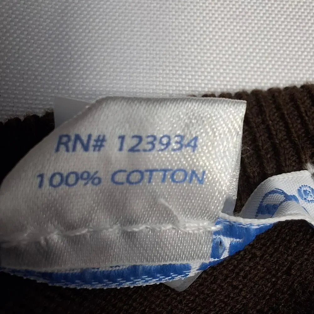 Title: Southern Tide Cotton V Neck Sweater Brown Blue Fish Logo Preppy Large